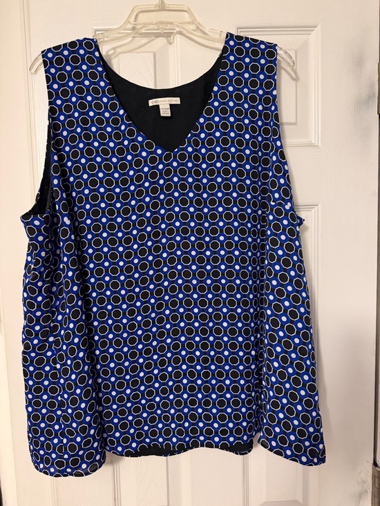 Cato Tops - Cato Blue & Black Geometric V-Neck Tank Top
